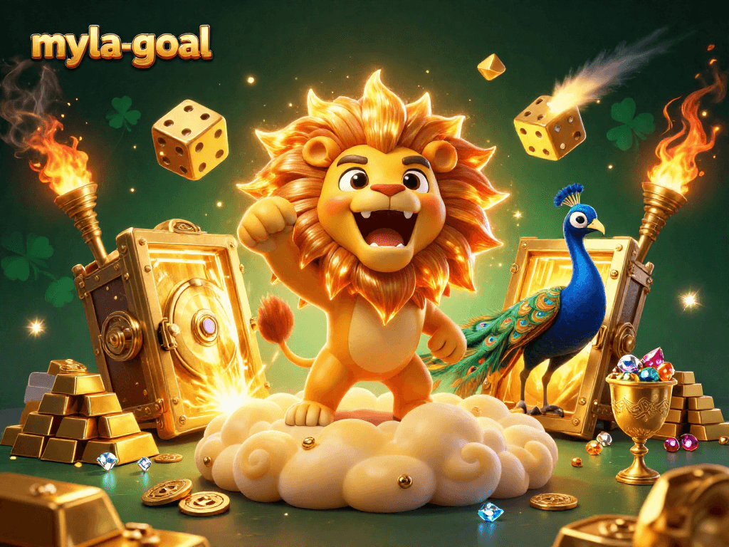 Experience the excitement of myla-goal with vibrant casino elements and dynamic characters in a stunning scene.