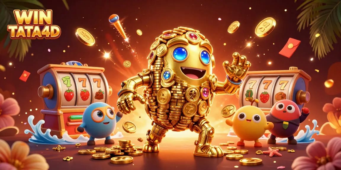 Experience the excitement of WIN TATA4D with a dynamic casino celebration in an ultra-detailed 3D scene.