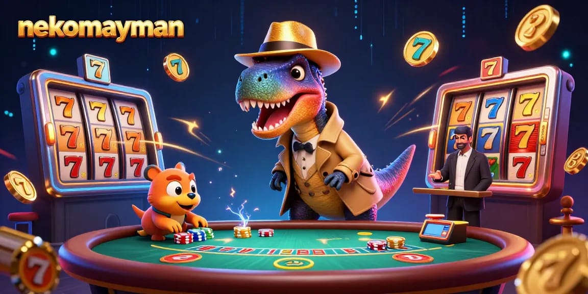 Neko May Mắn players experience mega winnings in this vibrant slot game scene.