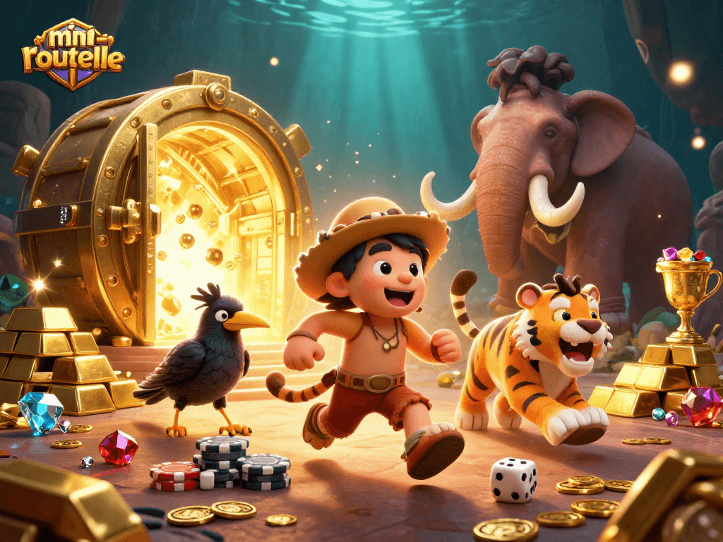 Experience the excitement of mini-roulette with engaging characters and vibrant casino elements.