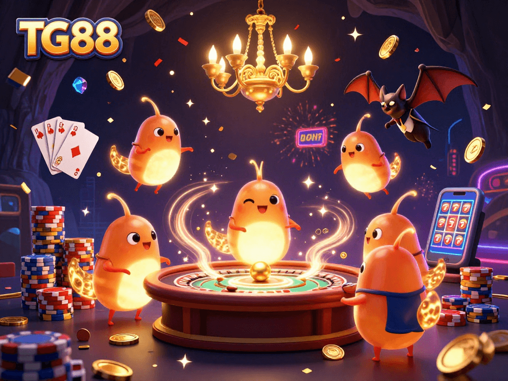 Experience exciting gaming moments with TG88 surrounded by vibrant casino elements and rich graphics.
