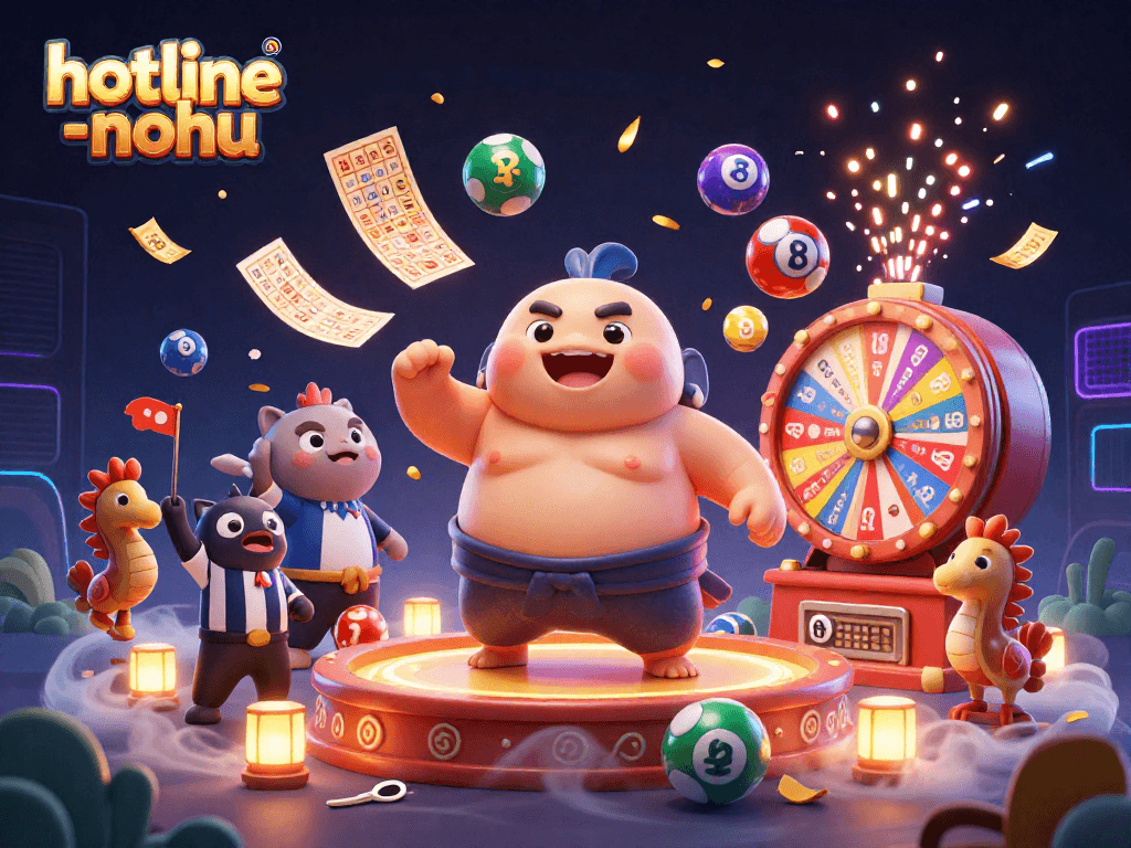 Experience the thrilling world of hotline-nohu with lively characters and dynamic gambling elements in a vibrant casino scene.