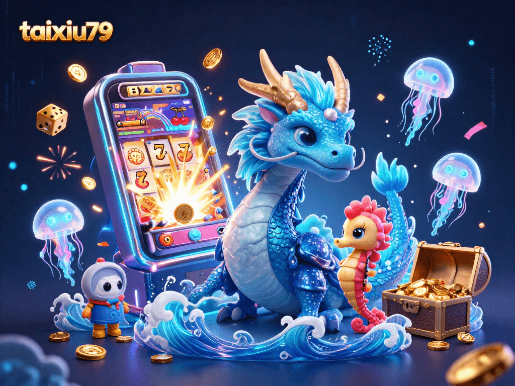 Experience thrilling gameplay at taixiu79 with vibrant slot machines and enchanting sea creatures.