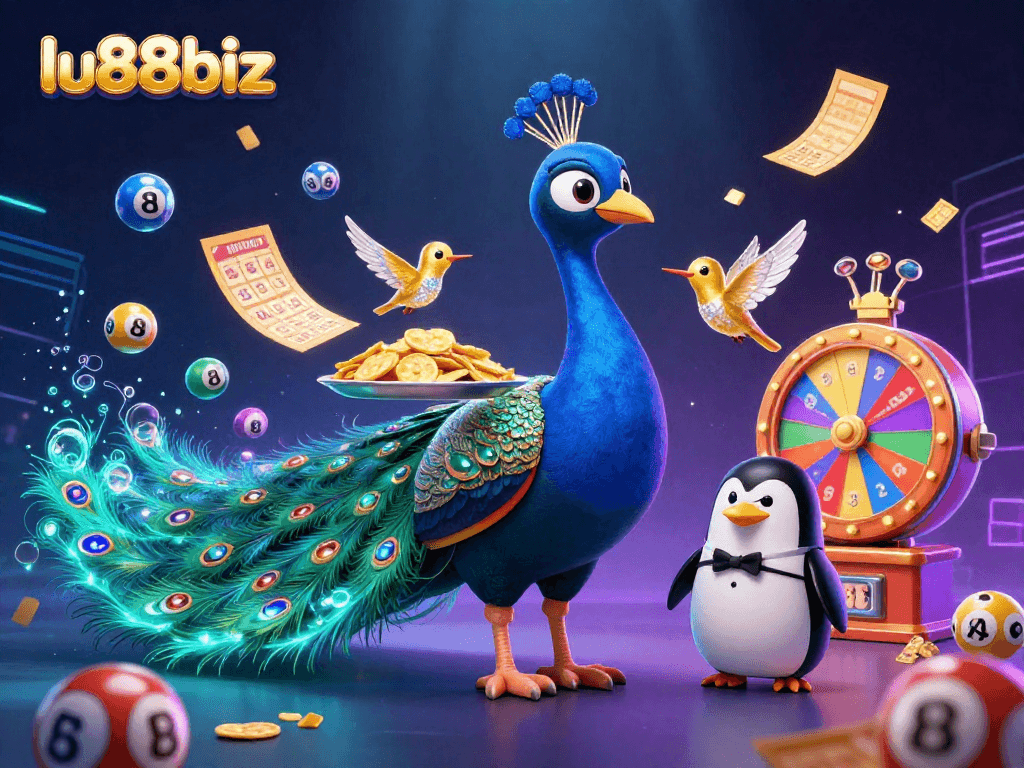Experience the thrill of gaming at lu88biz with vibrant characters and dynamic lottery elements.