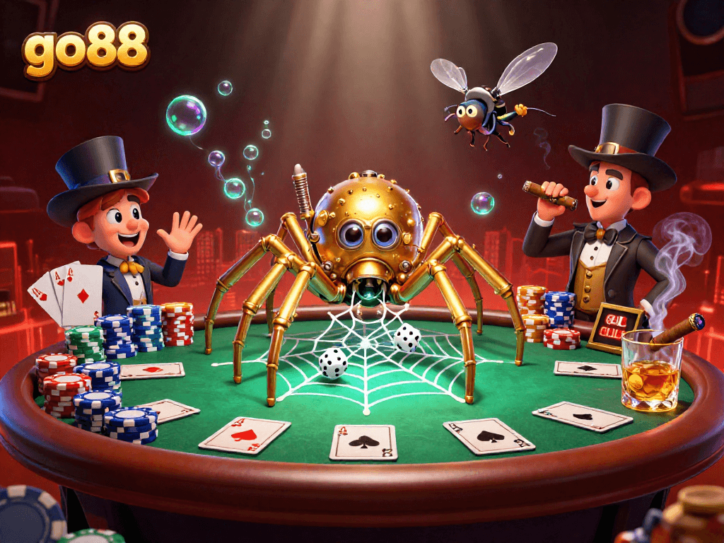 Experience go88's thrilling casino action with golden spider, poker elements, and Victorian charm.