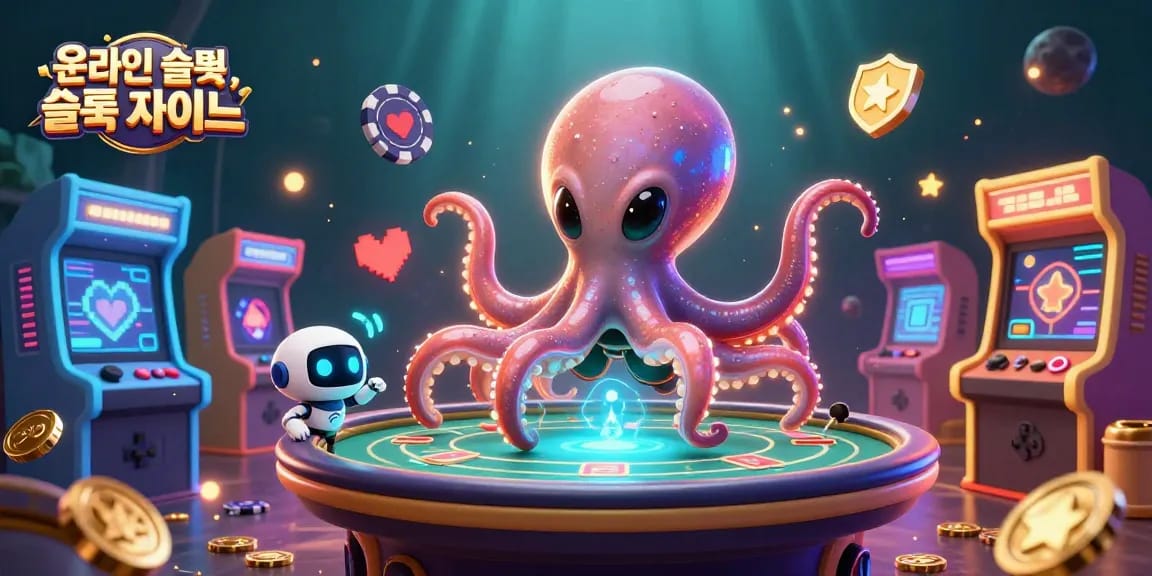 Engage with online slots and casino adventures in vibrant 3D with an alien octopus and robotic companions.