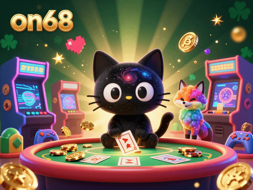 Engage in thrilling gameplay at on68 casino with unique cosmic characters like a black hole cat and nebula fox.
