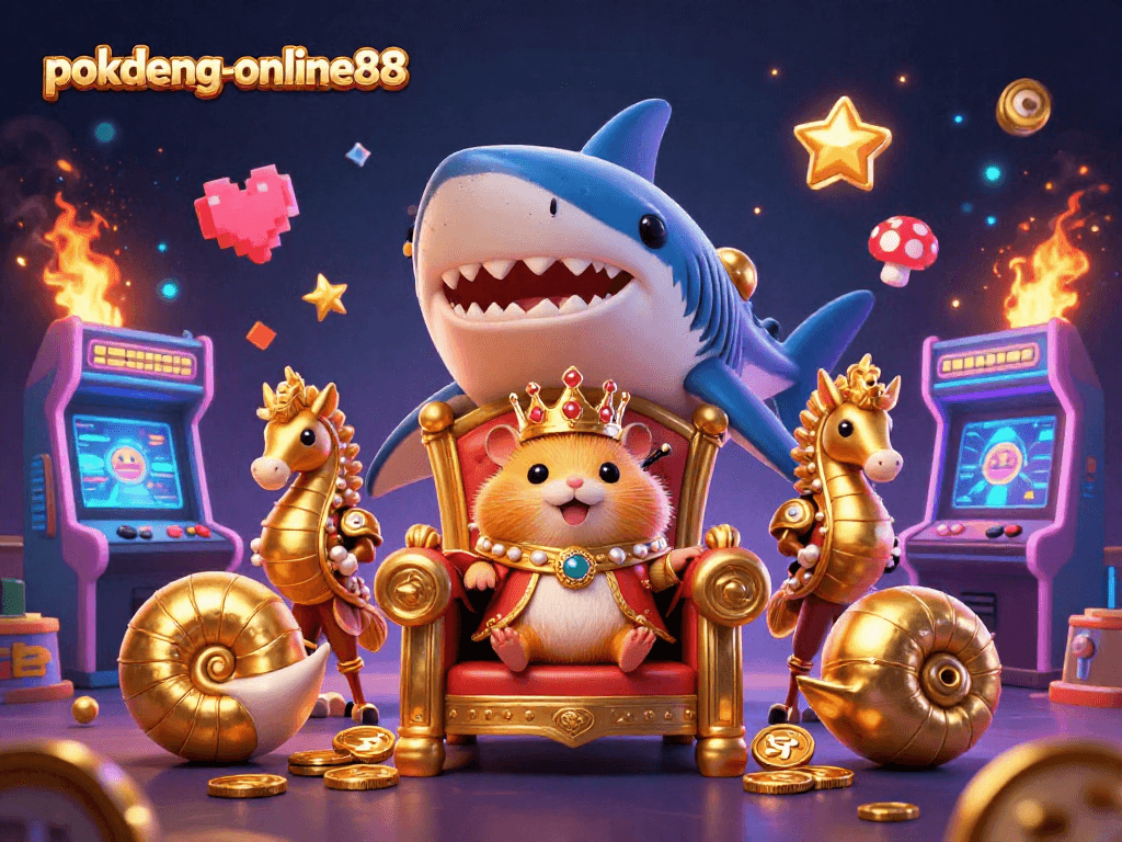 Join the fun at pokdeng-online88 with the hamster king and vibrant arcade elements.