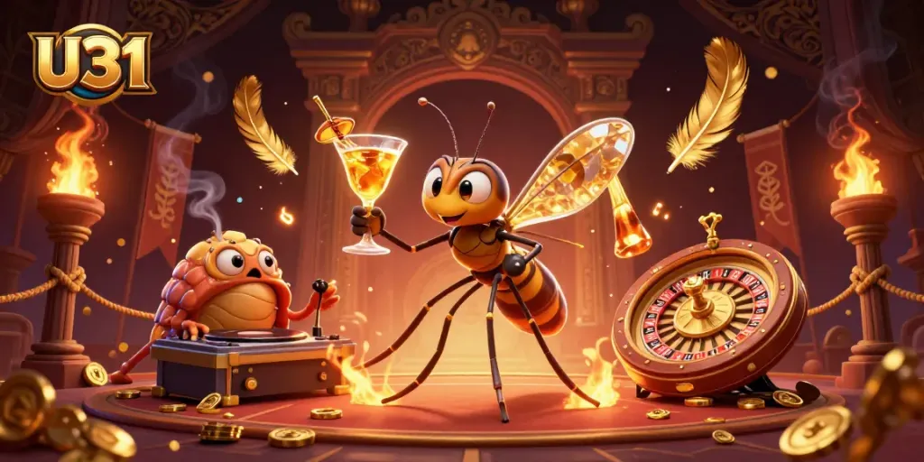 Experience exciting gameplay with U31's vibrant casino scene featuring animated characters and dynamic gaming elements.