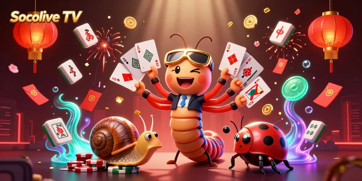 Experience the excitement of Socolive TV with vibrant betting scenes featuring animated characters and gambling elements.