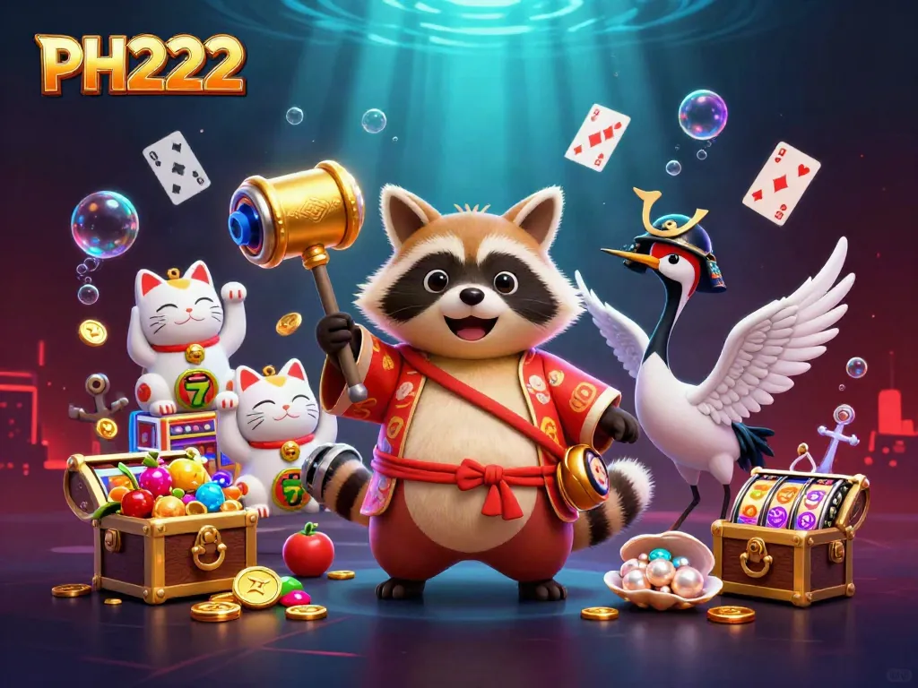 Experience thrilling slots and winning opportunities with PH222, featuring vibrant casino characters and a dynamic layout.