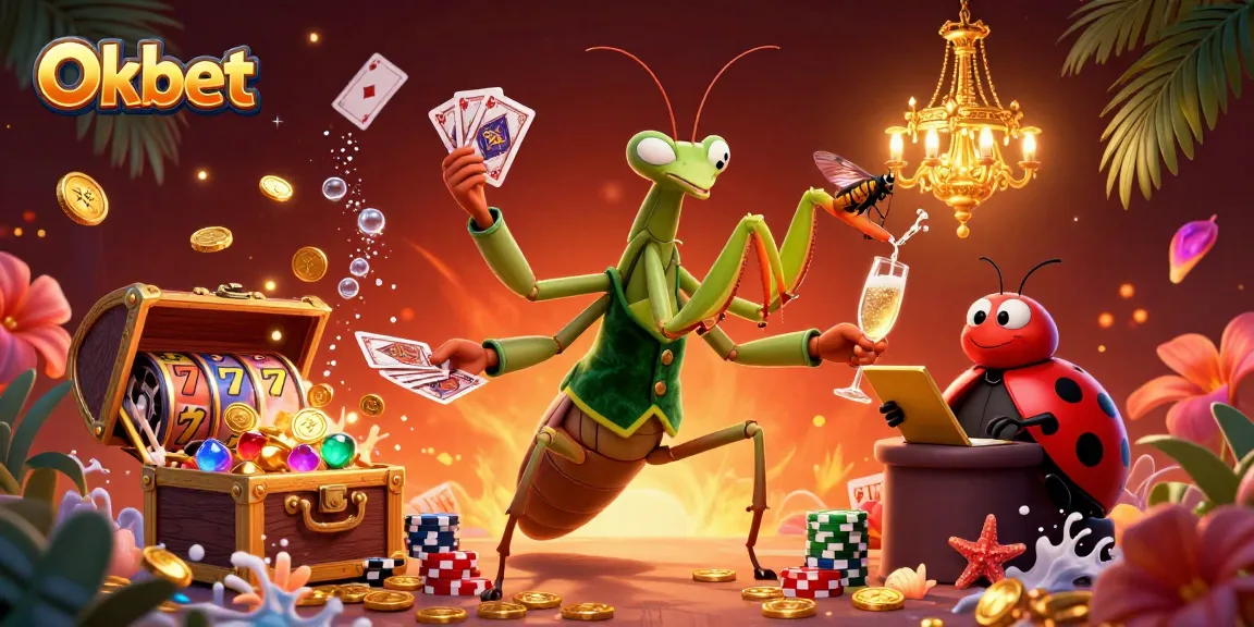 Oxbet showcases thrilling gaming action with a vibrant casino illustration featuring a praying mantis dealer.