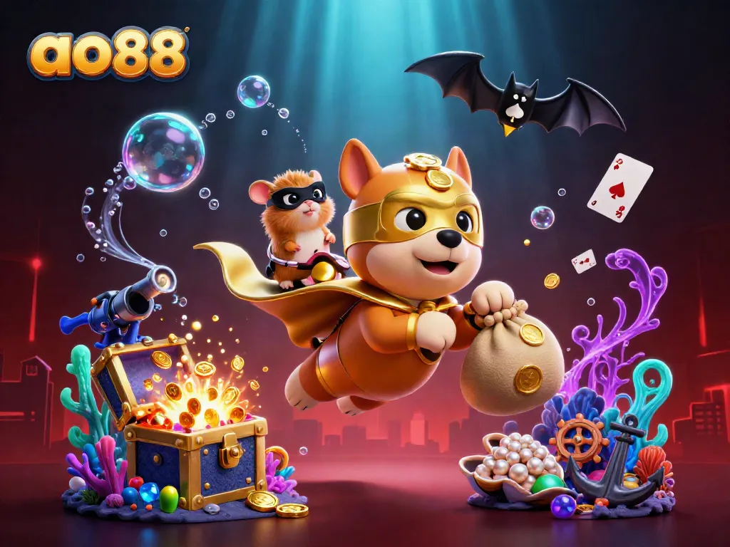 ao88 players experience thrilling wins with a superhero dog and hamster in an exciting casino adventure