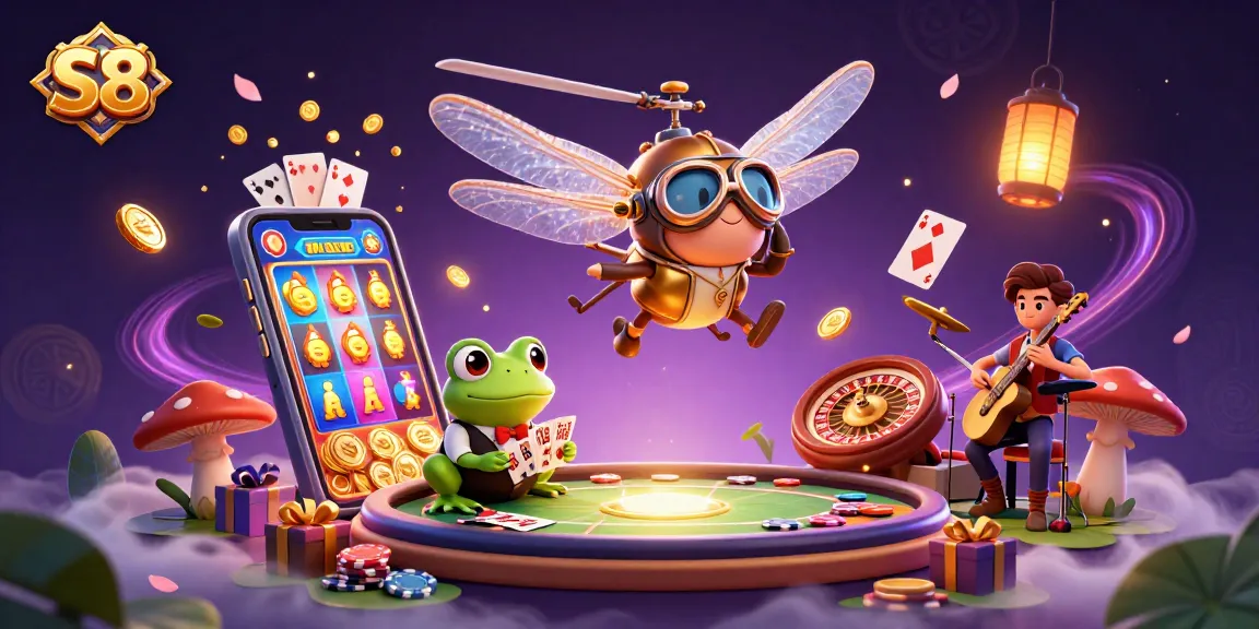 S8 captivates with an enchanting casino scene featuring vibrant characters and dynamic game elements.