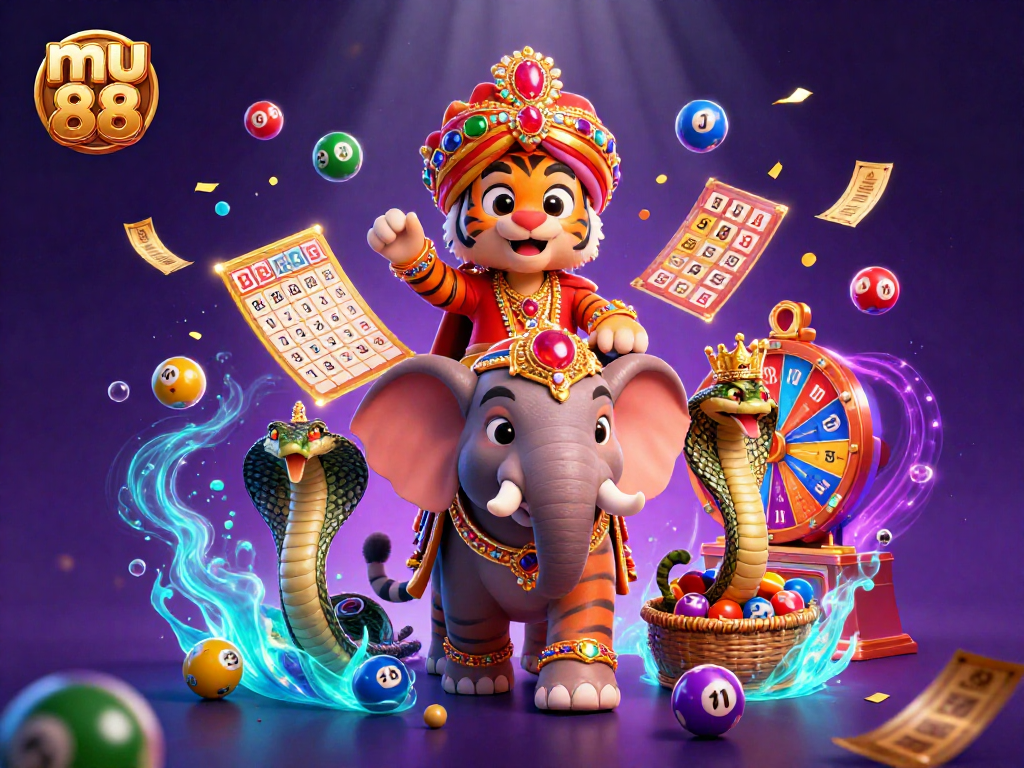 Experience excitement and winnings with mu 88 through a vibrant, dynamic casino scene illustration.