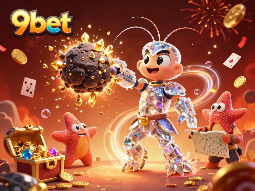 Engage in thrilling slots and vibrant games at 9bet with dazzling gems and coins.