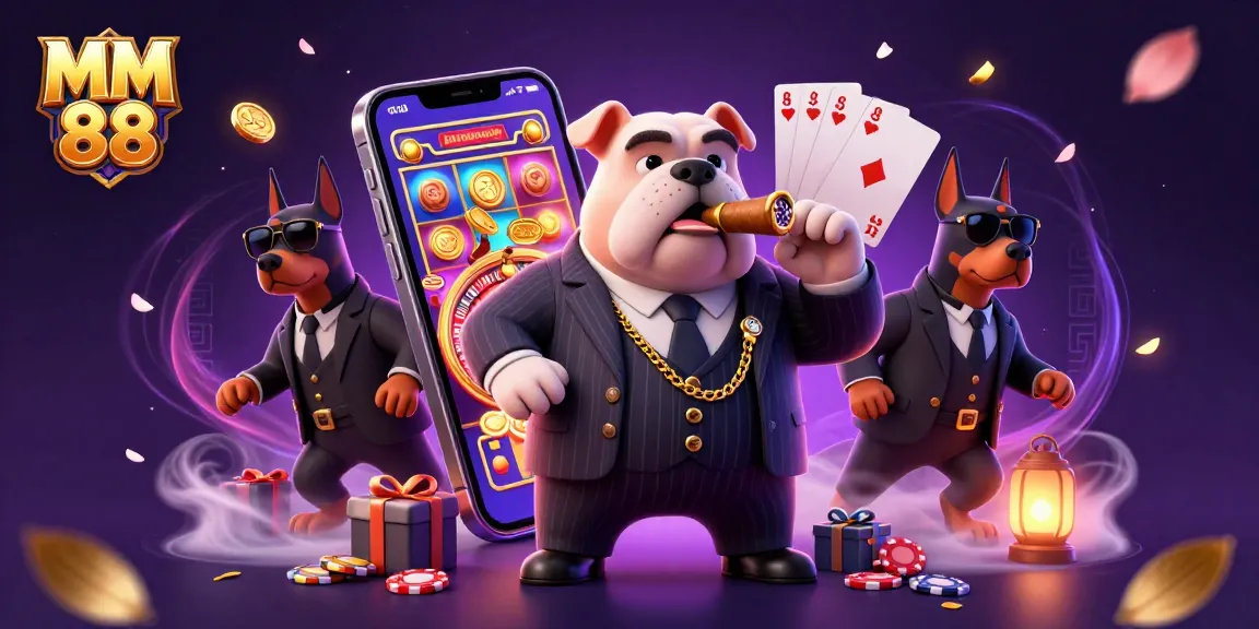 Experience exciting gameplay with MM 88 as the animated mafia boss and bodyguards celebrate rich casino winnings.