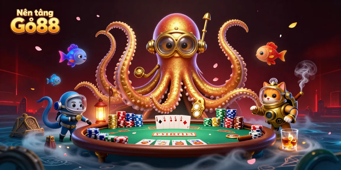 Nền tảng Go88 showcases thrilling poker gameplay amidst a luxurious gaming backdrop.