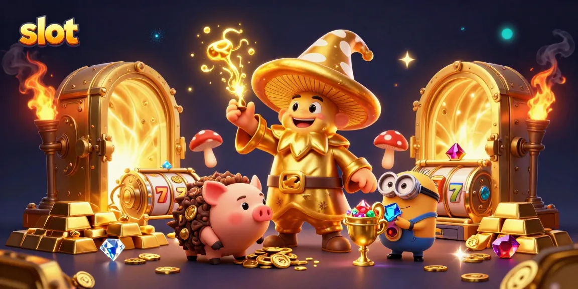 Experience thrilling slot action as magical characters celebrate jackpots surrounded by treasures.