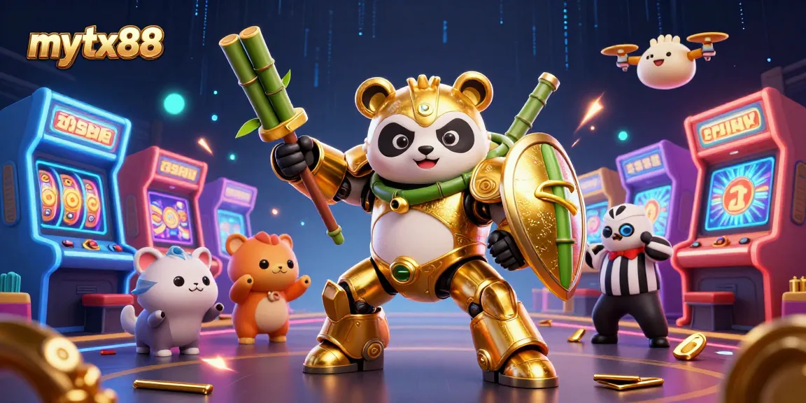 Engage with mytx88 through thrilling slot gameplay in a vibrant 3D scene.