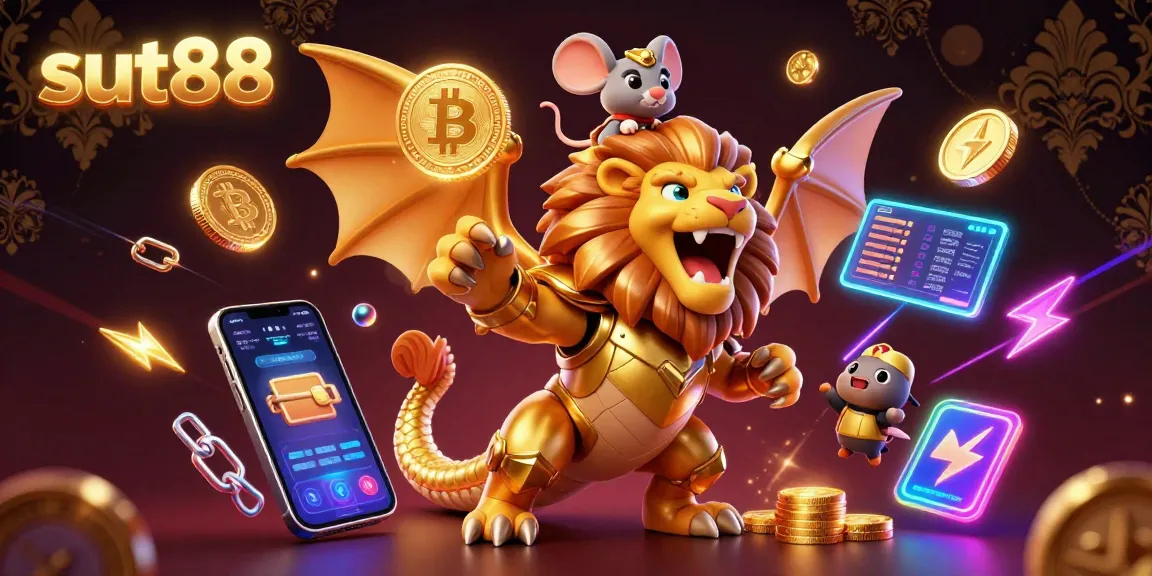 Join the excitement of sut88 with a vibrant 3D illustration of a chimera in a casino environment.