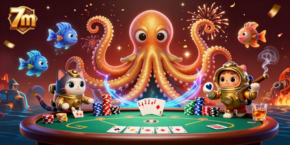 Bet on winning strategies with 7m-themed casino illustration showcasing epic poker action and vibrant characters.