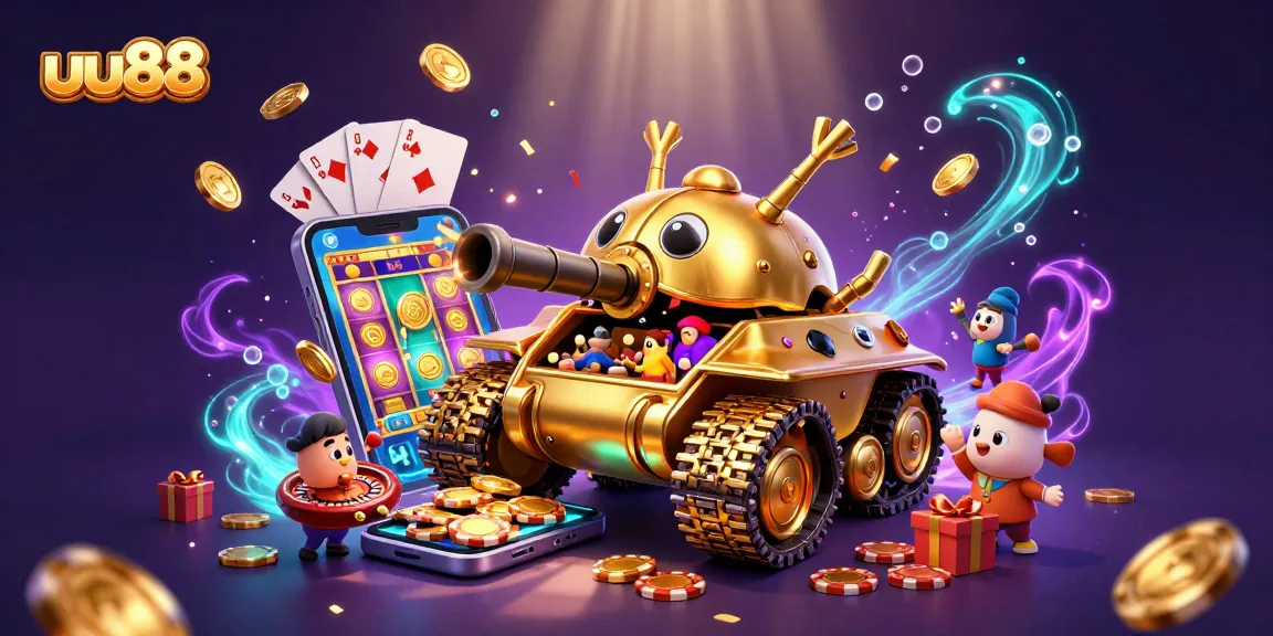 Engage in the thrilling uu88 casino experience with a vibrant 3D scene showcasing gaming excitement and rewards.