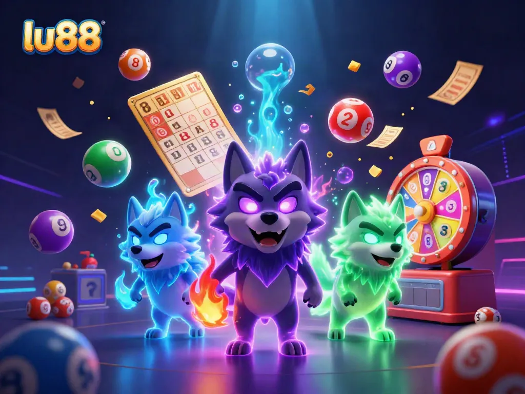 Experience thrill at lu88 with spirited wolves and vibrant casino elements.