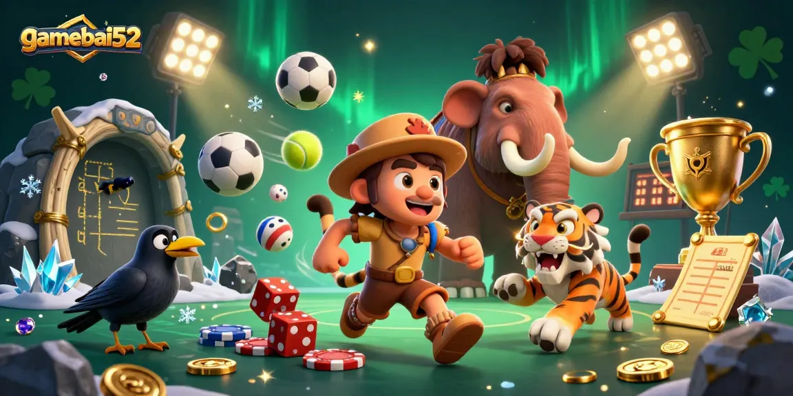 Experience thrilling gameplay with gamebai52 in a vibrant prehistoric casino scene.