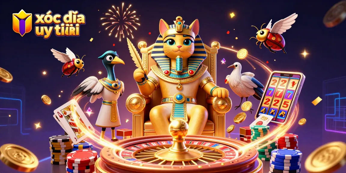 Experience thrilling xóc đĩa uy tín with cascading coins and vibrant casino elements in a stunning 3D scene.