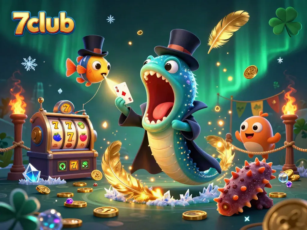 Experience the thrill of 7club with vibrant slot elements and fantastical sea creatures.