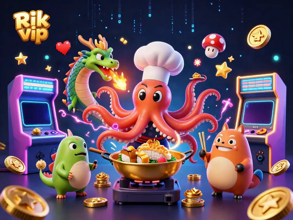 Engage with the vibrant world of Rik vip, featuring dynamic characters and exciting gaming elements in a colorful casino setting.