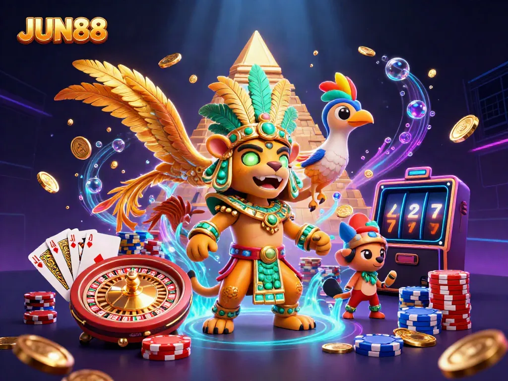 Experience thrilling gameplay at JUN88 with vibrant casino elements and dynamic characters.