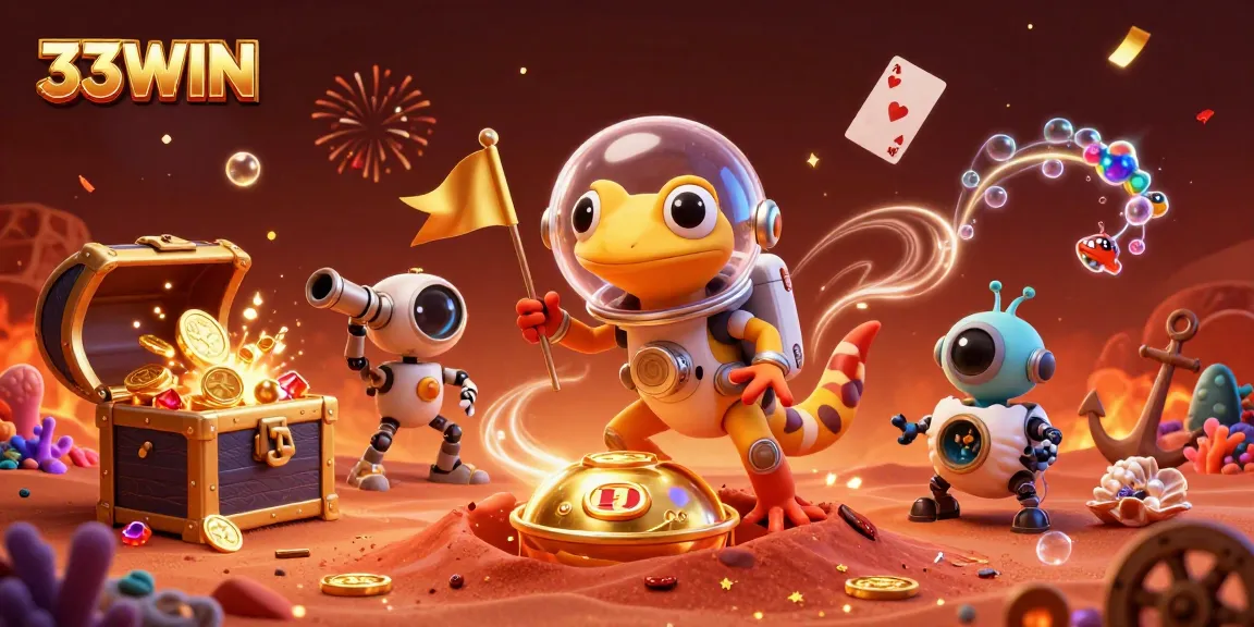 33WIN engages players in an exciting casino adventure in a vibrant Martian-themed setting.