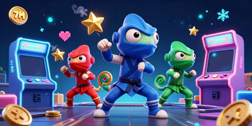 Engage with 7M sports betting excitement featuring a 3D chameleon team and dynamic gaming elements.