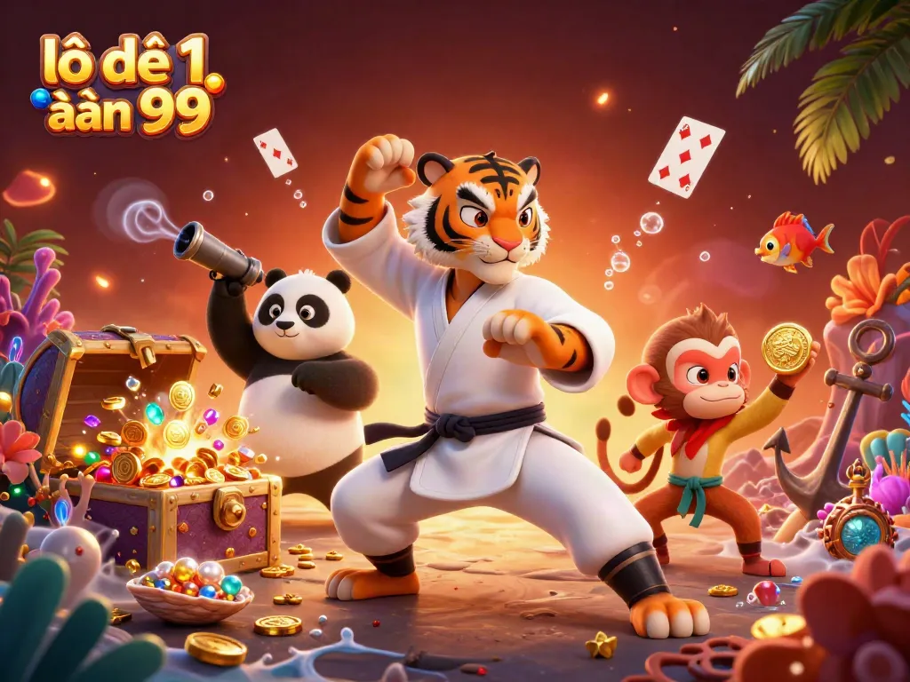 Experience the thrilling lô đề 1 ăn 99 gameplay moment with dynamic casino elements and vibrant characters.