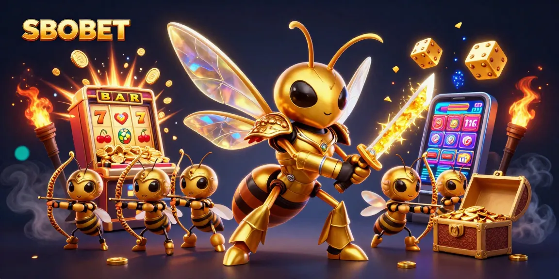 SBOBET offers exhilarating slot game experiences with golden dice and vibrant casino elements.