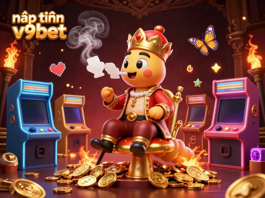 Engage in nạp tiền v9bet with this vibrant 3D casino illustration showcasing a magical gambling scene.