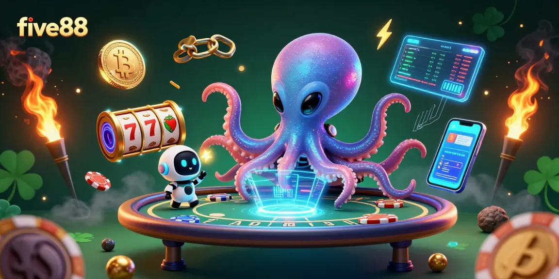 five88's exciting gameplay scene featuring an alien octopus at a holographic poker table