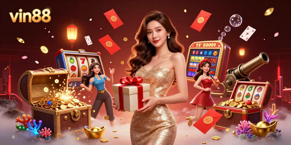 Experience thrilling wins at vin88 with a vibrant Lunar New Year casino scene filled with joy and fortune.