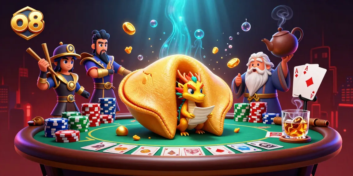 Play exciting games at o8 while enjoying vibrant casino elements in a dynamic scene.