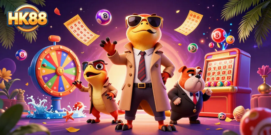Experience the fun at HK88 with cartoon raptors in a trench coat entering a VIP casino.