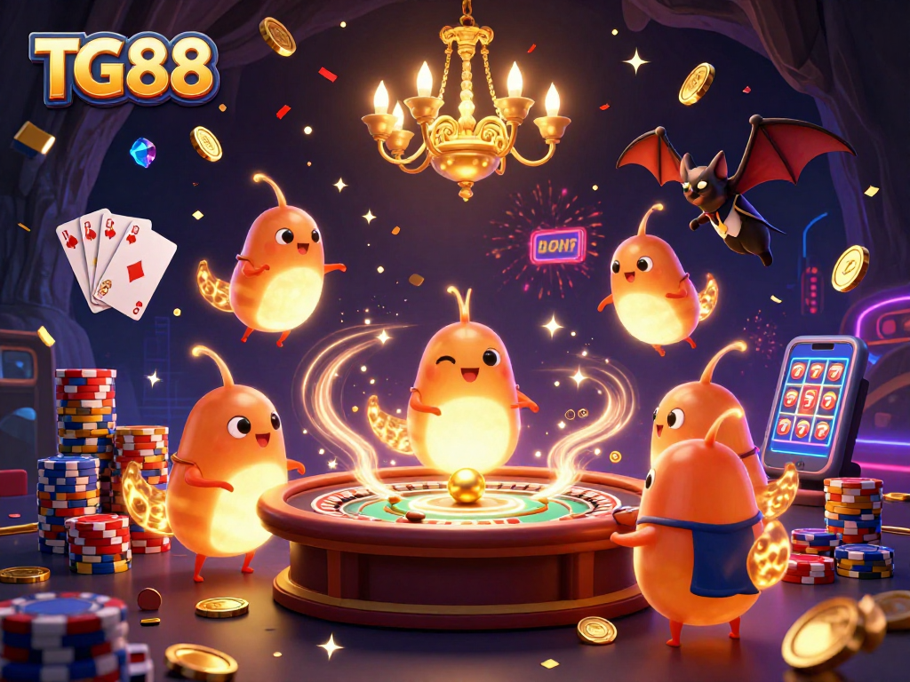 Experience exciting gaming moments with TG88 surrounded by vibrant casino elements and rich graphics.