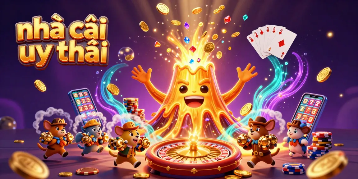 Experience the excitement of nhà cái uy tín with this vibrant casino-themed illustration featuring characters and gaming elements.