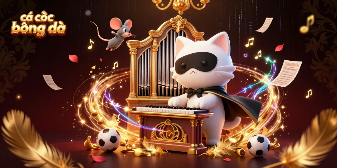 Experience cá cược bóng đá with a dynamic 3D illustration featuring a phantom cat and acrobat.