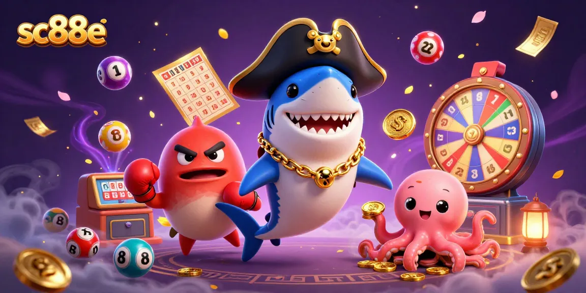 Experience the vibrant excitement of sc88e with a thrilling 3D lottery illustration featuring whimsical characters.