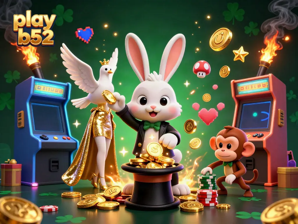 Play B52 and win with vibrant casino-themed graphics featuring magical characters in action.