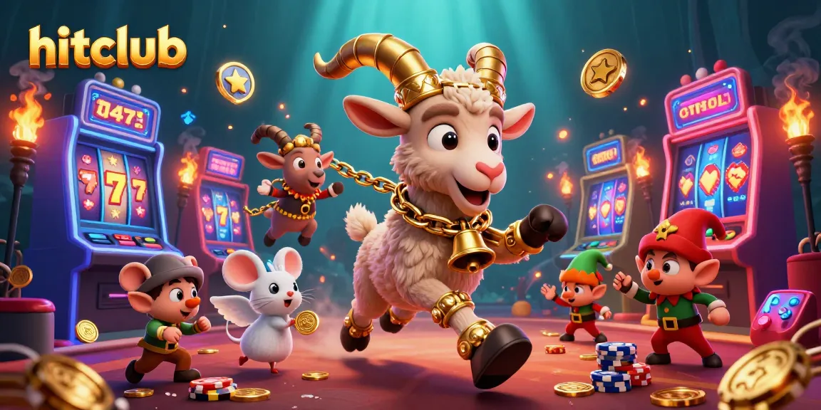 Join the fun at hitclub with a festive casino scene featuring animated characters and exciting gambling elements.