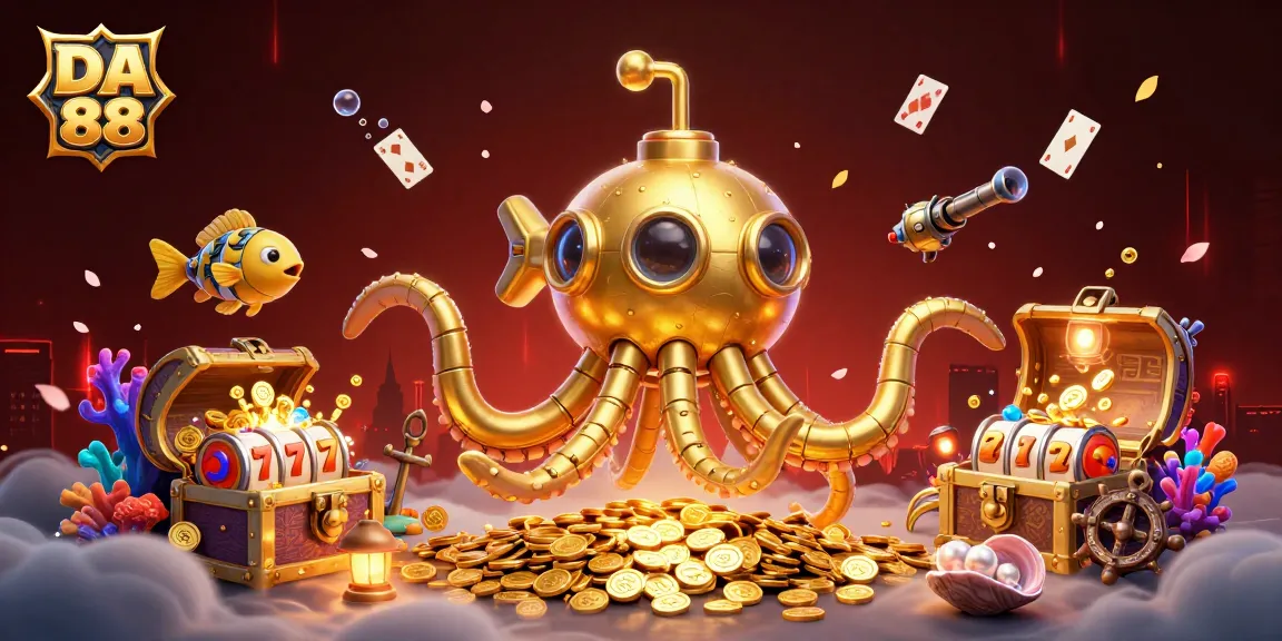 Experience the excitement of DA 88 with a vivid underwater treasure hunt and vibrant slot elements.