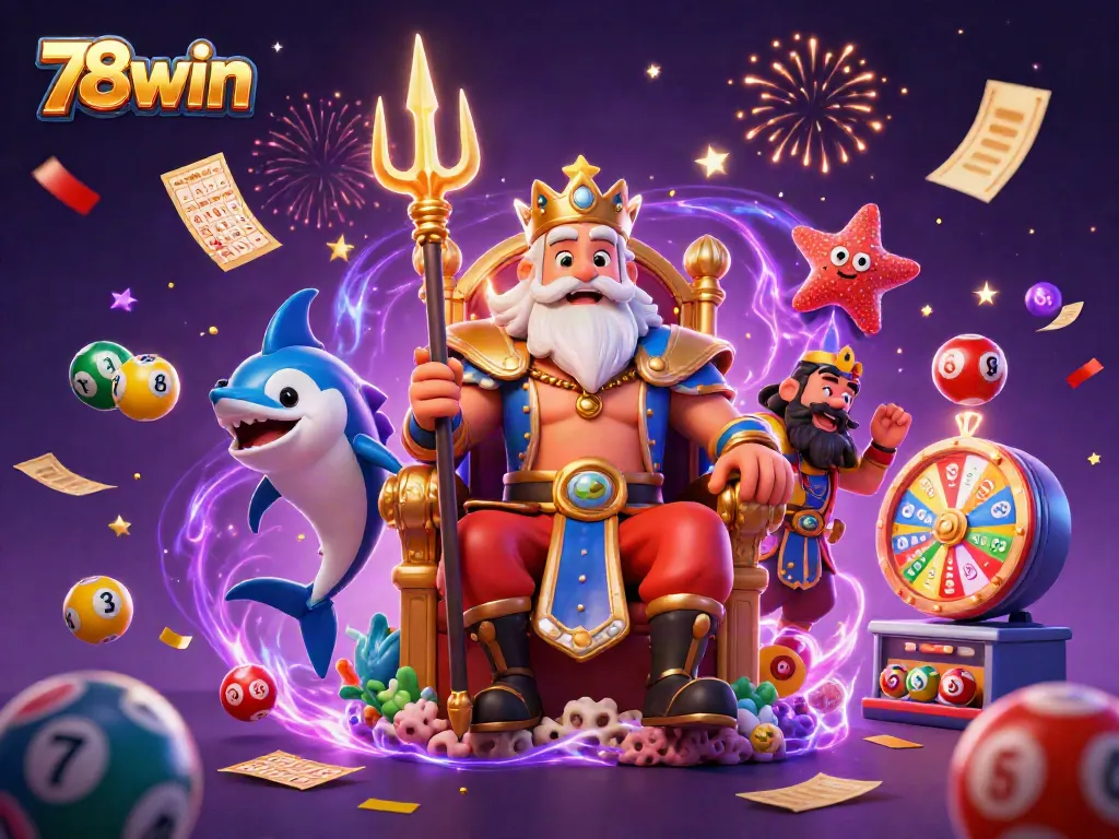 Experience thrilling gameplay with 78win through a vibrant lottery dynamic featuring Neptune and game elements.